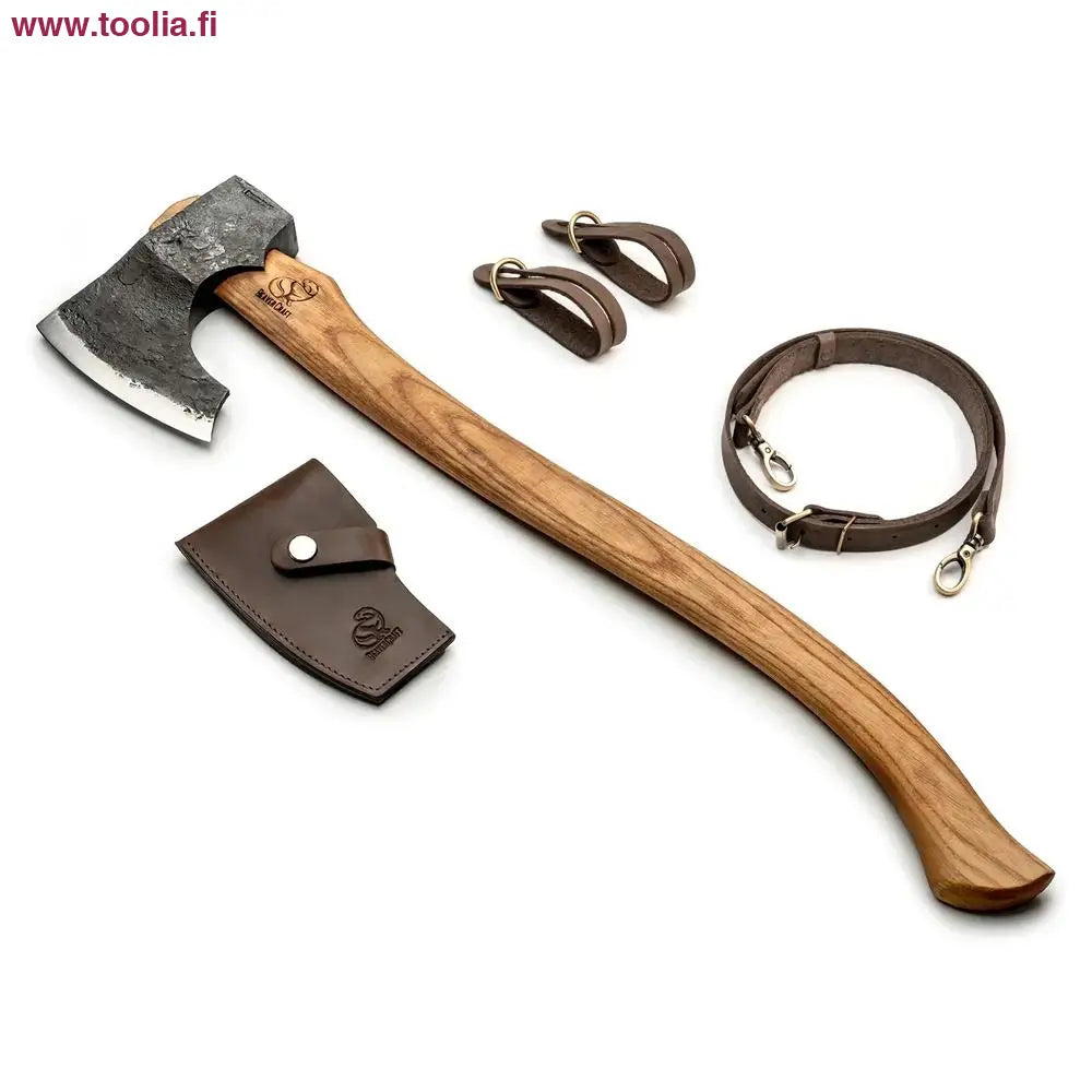 BeaverCraft Metsäkirves 640 mm|BeaverCraft Metsäkirves terä hiilillä|BeaverCraft Metsäkirves terä|viikinkikirves + vyö