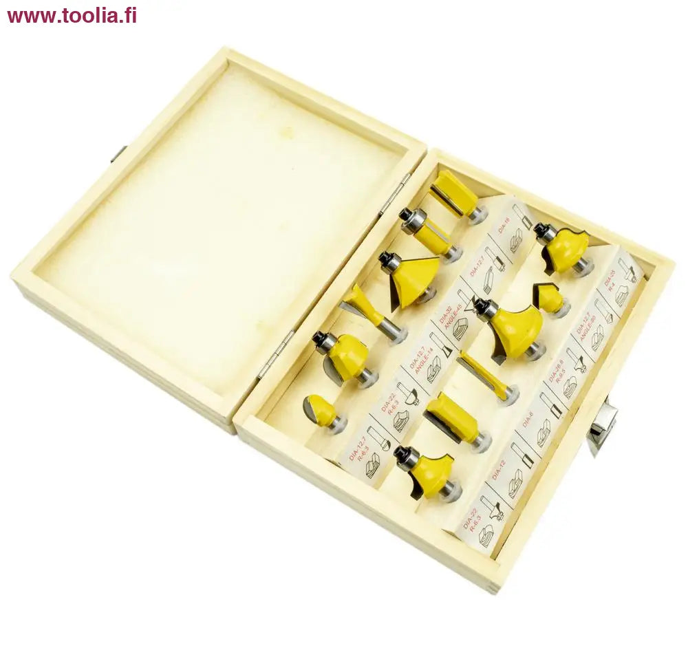 Procat Jyrsinteräsarja 12 osaa 6 mm karalla puulaatikossa|||