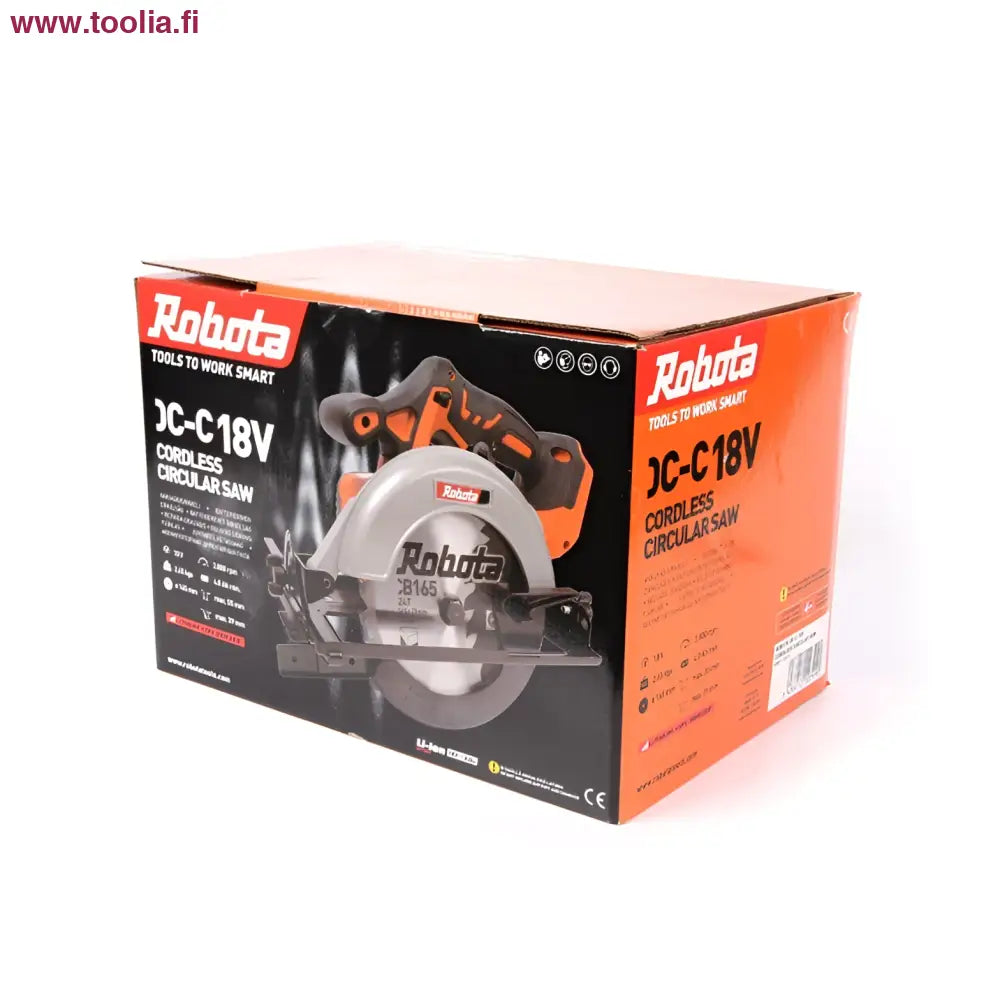 Robota akkukäsisirkkeli DC-C18V oranssi-musta pakkauksessa