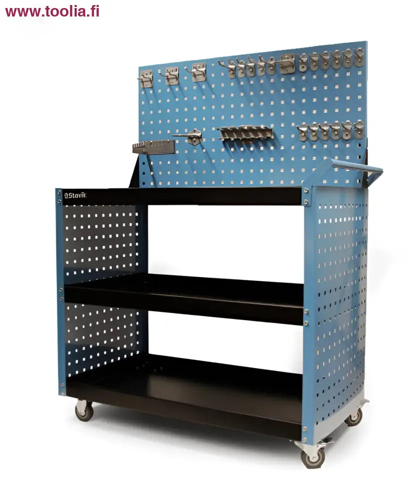 Stavik TG1 työkaluvaunu sininen reikämetallivaunu 75mm pyörillä