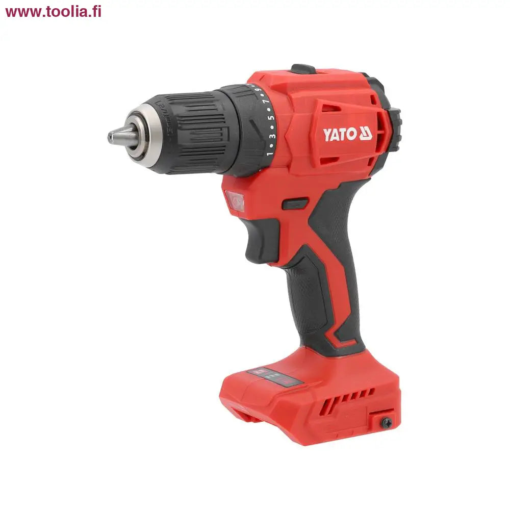 Yato Akkuporakone 18V 45Nm hiiliharjaton moottori runko|Yato Akkuporakone 18V akkuilmaisin|Yato Akkuporakone 18V liipaisin ja valo|Yato Akkuporakone 18V istukka|Yato Akkuporakone 18V takaa
