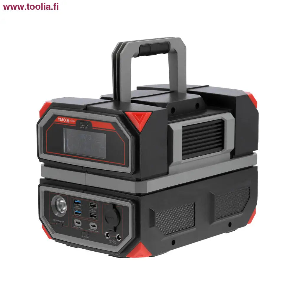 Yato Kannettava virta-asema 504Wh 600W|Yato Kannettava virta-asema 500Wh 600W|Yato Kannettava virta-asema 500Wh 600W näyttö|Yato Kannettava virta-asema 500Wh 600W liitännät|Yato Kannettava virta-asema 500Wh 600W liitännät|Yato Kannettava virta-asema 500Wh 600W kahva