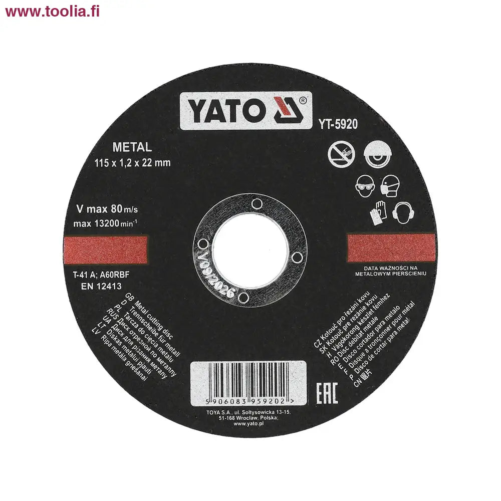 Yato Katkaisulaikka metallille 115 x 1.2 mm 5 kpl / pkt