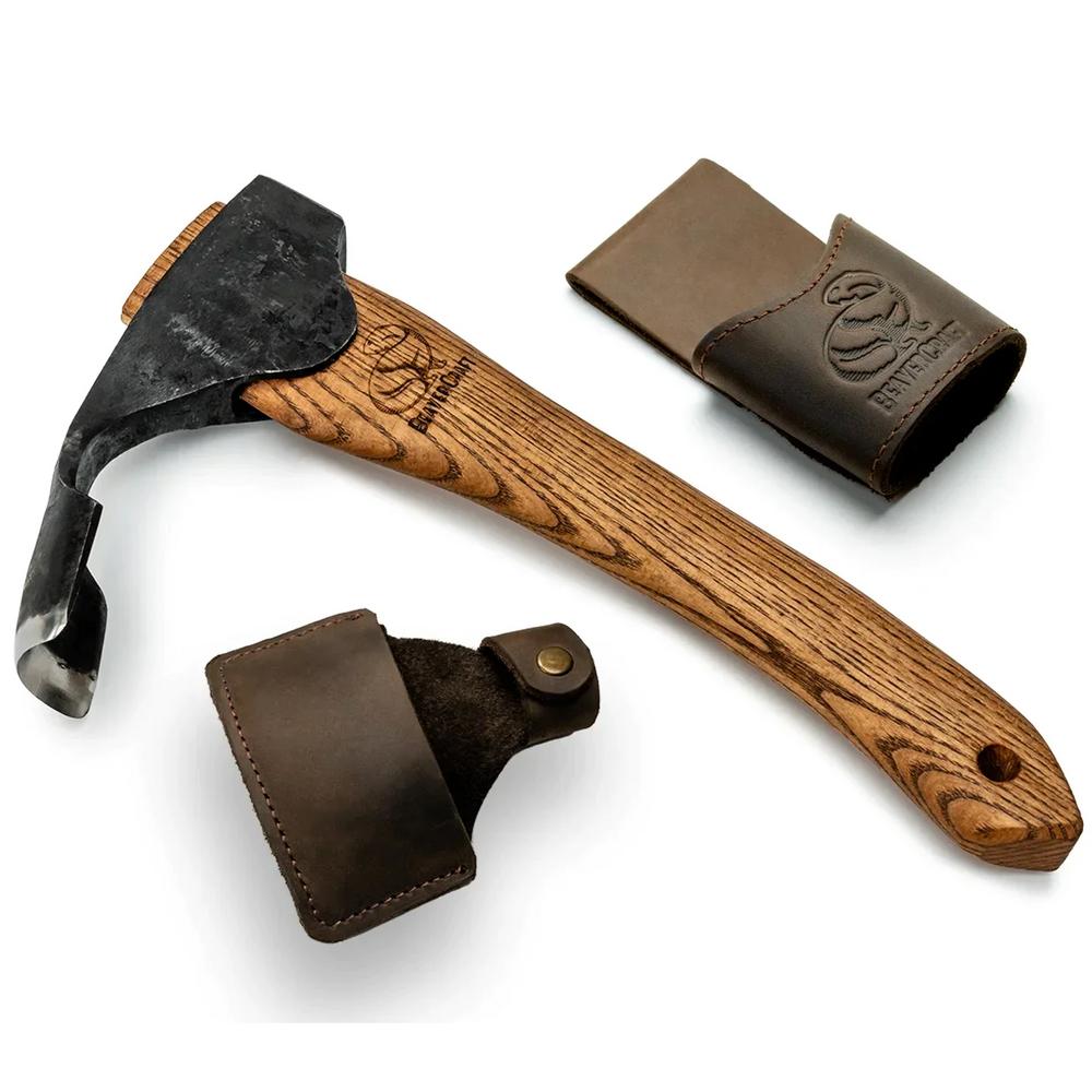 BeaverCraft Kourukirves 395 mm|||nahkatuppi + vyökotelo||