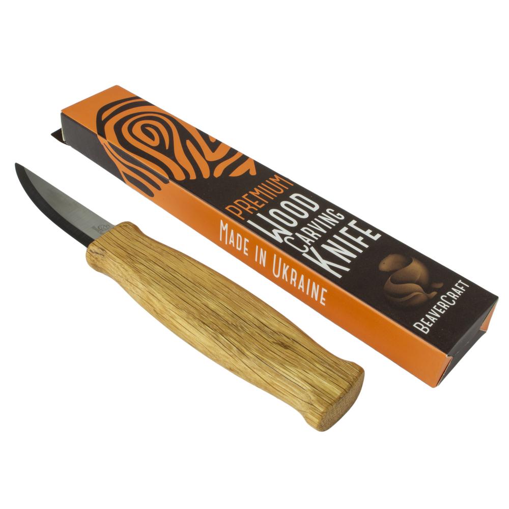 BeaverCraft Vuolupuukko 80 mm|tamminen muotoiltu kahva|||