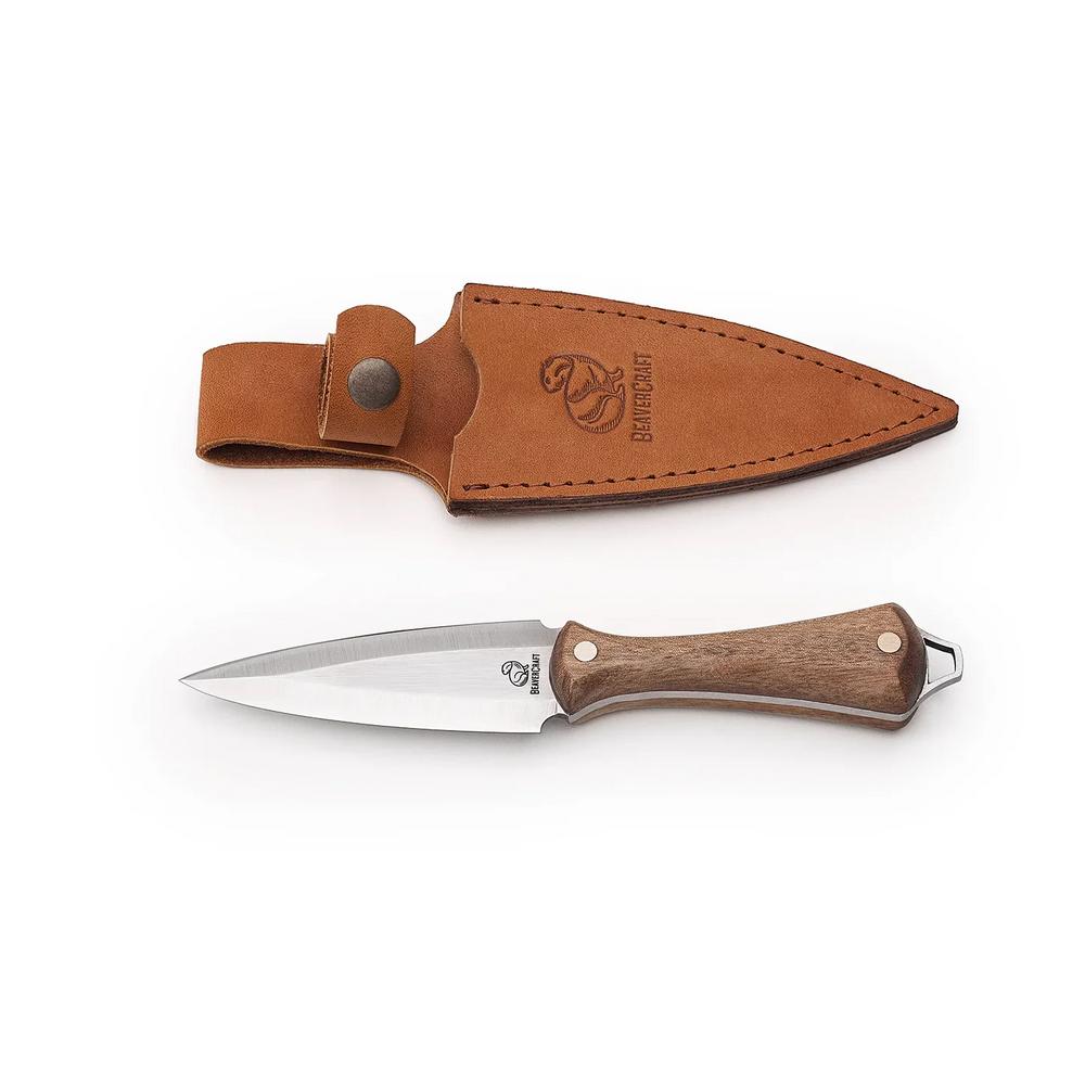 BeaverCraft Kaulaveitsi 146 mm   nahkatupella|BeaverCraft Kaulaveitsi 146 mm tupessa|BeaverCraft Kaulaveitsi 146 mm kädessä