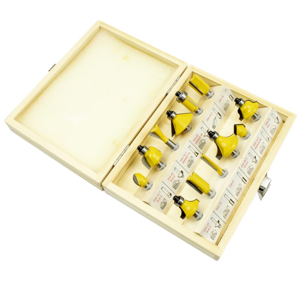 Procat Jyrsinteräsarja 12 osaa   6 mm karalla puulaatikossa|||