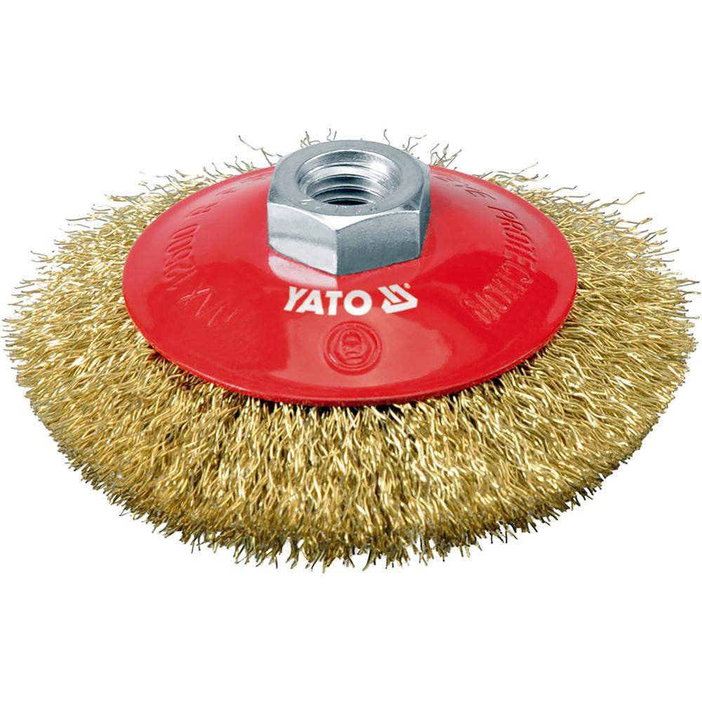 Yato Pyöröharja M14 100 mm messinki|Yato Pyöröharja M14 100 mm messinki ylhäältä|Yato Pyöröharja M14 100 mm messinki myyntipakkaus