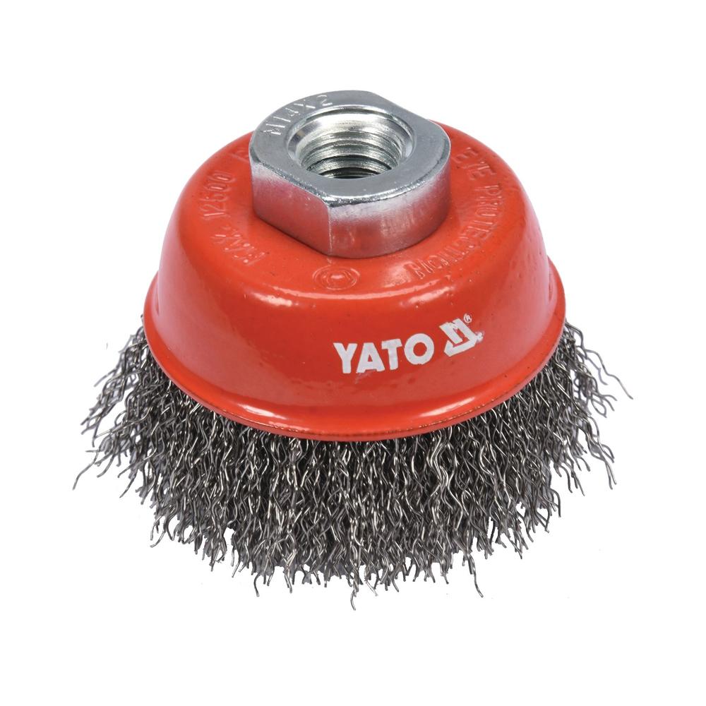 Yato Kuppiharja M14 65 mm RST|Yato Kuppiharja M14 65 mm RST myyntipakkaus|Yato Kuppiharja M14 65 mm RST ylhäältä