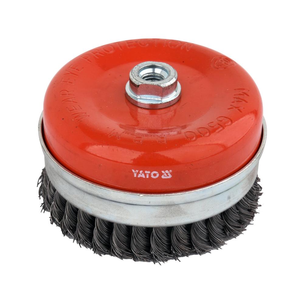 Yato Kuppiharja M14 125 mm RST punottu|Yato Kuppiharja M14 125 mm RST punottu myyntipakkaus|Yato Kuppiharja M14 125 mm RST punottu ylhäältä