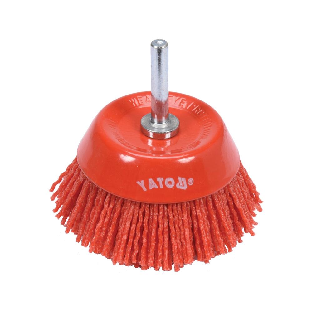 Yato Kuppiharja M6 75 mm nylon|Yato Kuppiharja M6 75 mm nylon myyntipakkaus|Yato Kuppiharja M6 75 mm nylon ylhäältä