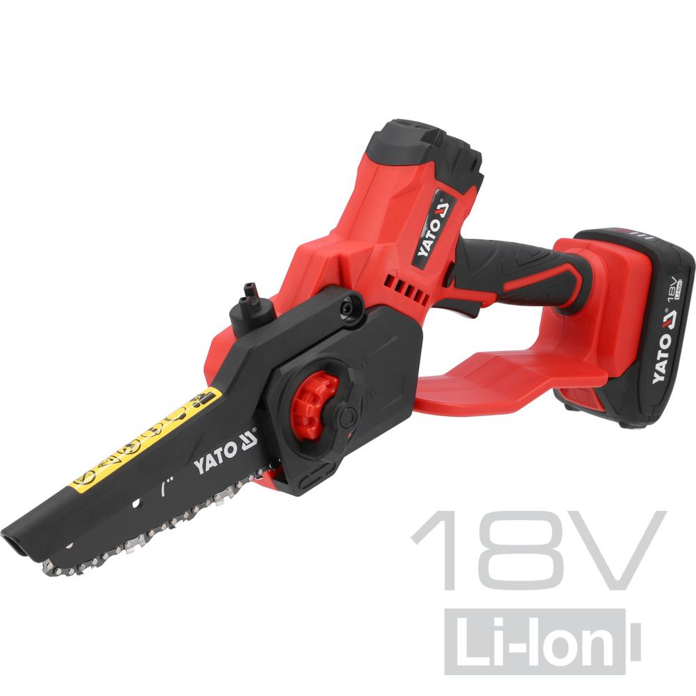 Yato Akkuoksasaha 7" 18V + 2 Ah akku ja laturi sarja|Yato Akkuoksasaha 7" 18V + 2.0 Ah akku kädensija|Yato Akkuoksasaha 7" 18V + 2.0 Ah akku ketju|Yato Akkuoksasaha 7" 18V + 2.0 Ah akku takaa|Yato Akkuoksasaha 7" 18V + 2.0 Ah akku takaa