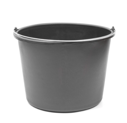 Mortar bucket with measuring scale and metal carrying handle — 12l