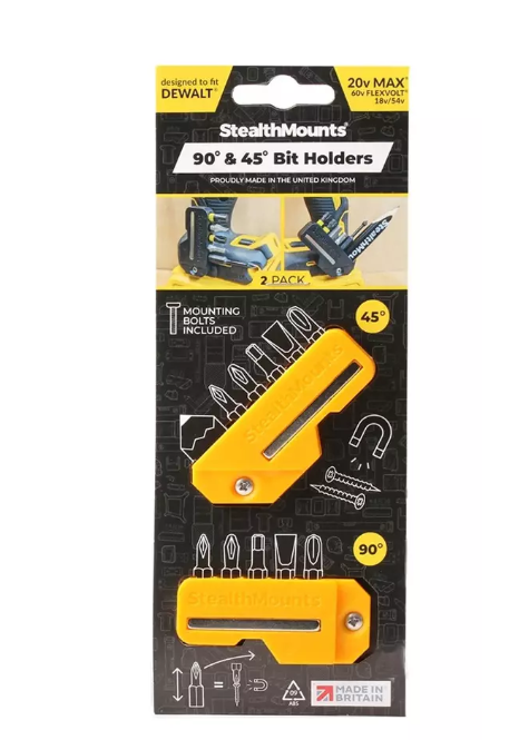 StealthMounts Yellow 45 & 90 magneettipidike kärjille DEWALT 2kpl