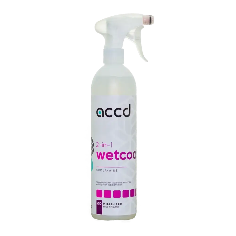 Clear muovinen accd wetcoat 2-in-1 pikavaha 750ml quick detailer kosteaan pintaan suomessa valmistettu spraypullossa
