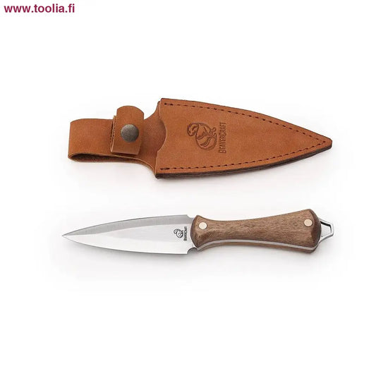 BeaverCraft Kaulaveitsi 146 mm   nahkatupella|BeaverCraft Kaulaveitsi 146 mm tupessa|BeaverCraft Kaulaveitsi 146 mm kädessä