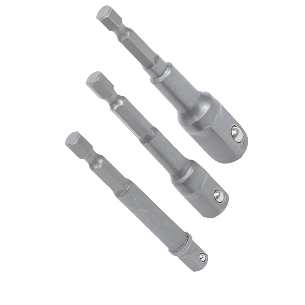 Bgs hylsynpidinsarja 3-osaa hopeanvärisiä metallisia nelikulmainen ulostulo kuulalla adaptereita 75 mm pitkät