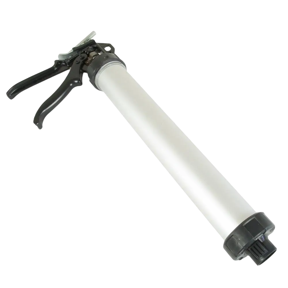 Black and silver cox powerflow avon caulking gun with ergonomic handles for precise 600 ml application