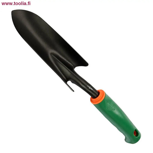 Flo Istutuslapio kapea 7 x 33 cm kumikahvalla|Flo Istutuslapio kapea myyntipakkaus|Flo Istutuslapio kapea kuvituskuva|Flo Istutuslapio kapea ylhäältä