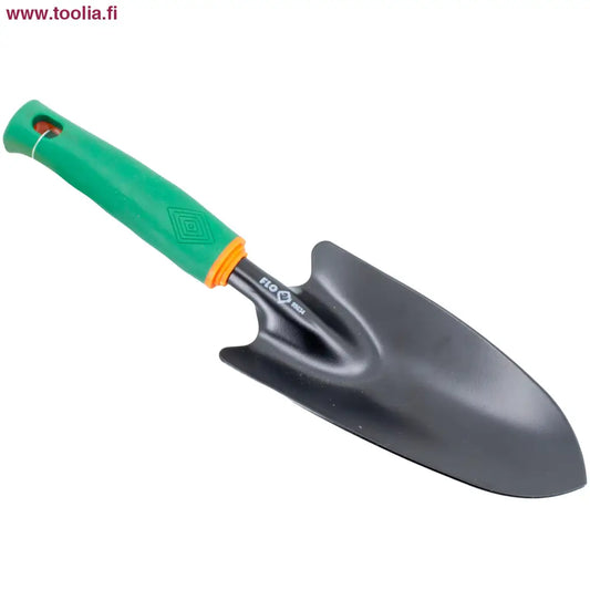 Flo Istutuslapio leveä 8 x 33 cm kumikahvalla|Flo Istutuslapio leveä kuvituskuva|Flo Istutuslapio leveä myyntipakkaus|Flo Istutuslapio leveä