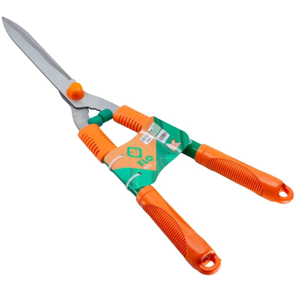 Flo oksasakset 550 mm oranssikahvaiset oksien leikkaamiseen metalliterillä ja vihreillä muovivivustoilla