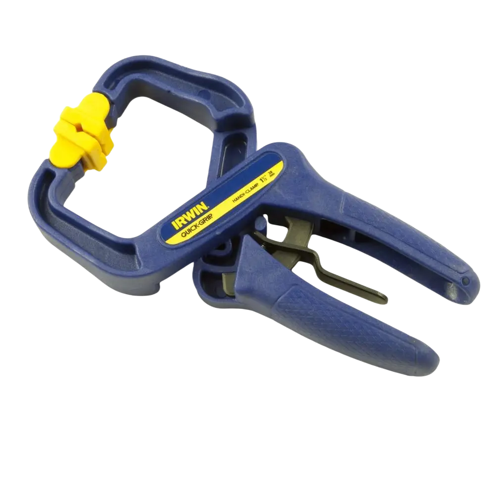 Erikoismuotoillut leuat irwin quickgrip handi-puristin sinikeltainen muovinen runko ja metallinen puristusmekanismi 38 mm
