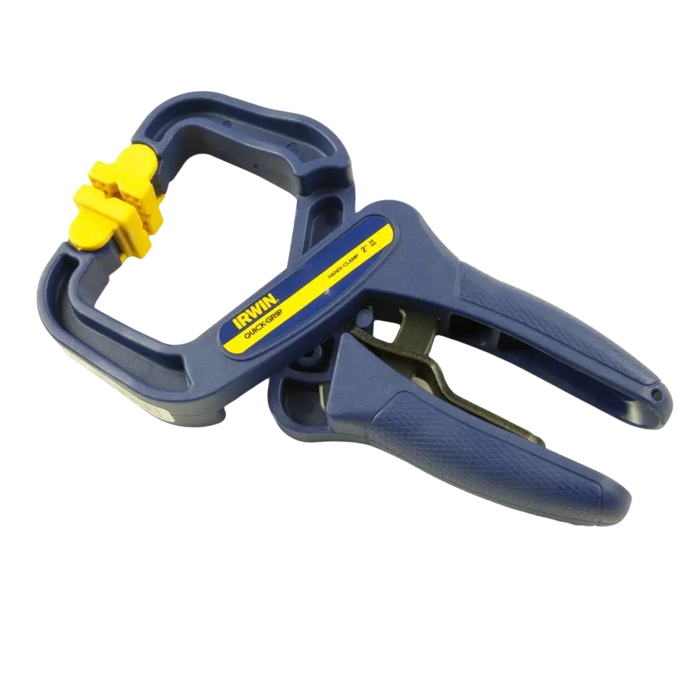 Handi puristin irwin quickgrip 50 mm sinikeltainen puristimen kahvassa teksturoidun otteen materiaalin kanssa