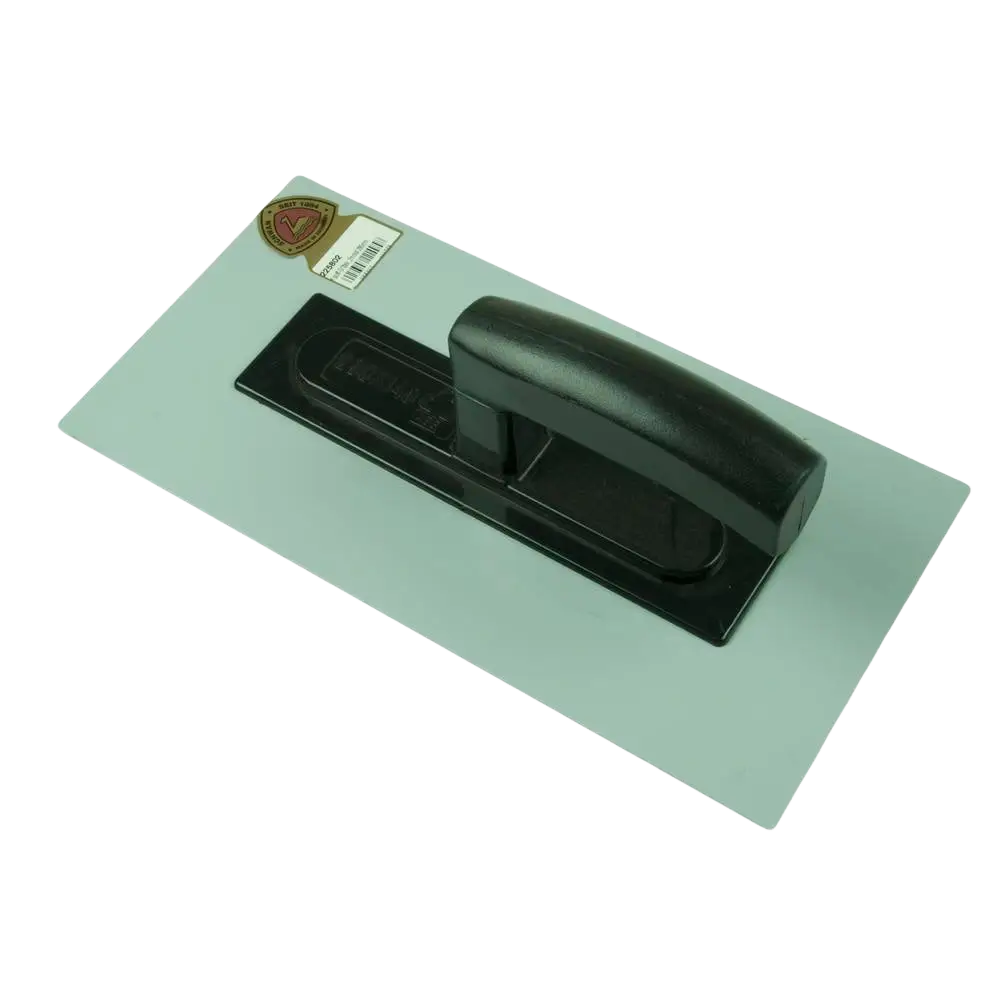 Black-handled plastering trowel with light gray rectangular metal blade hierrin schwan pvc 14 x 28 cm
