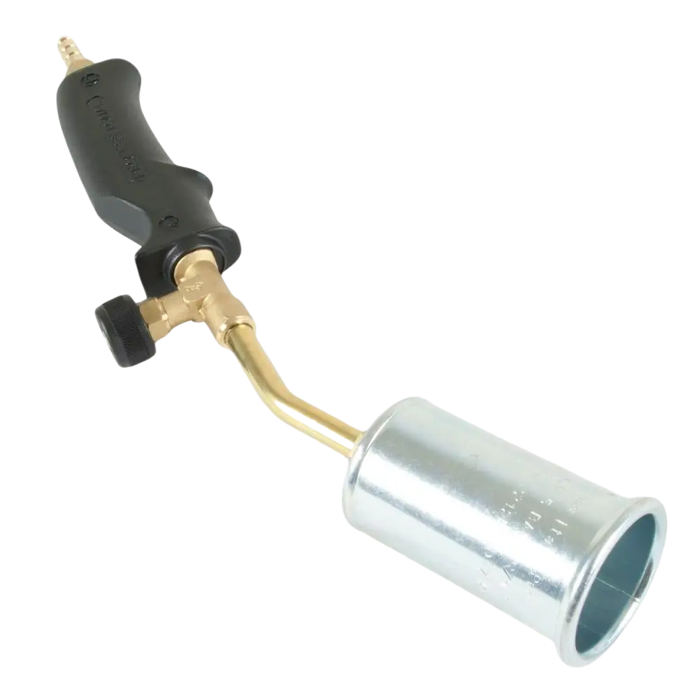 Mustan ja messinkisen idealgas nestekaasupoltin 50 mm hopean metallisuuttimella iso 9021-standardin mukainen