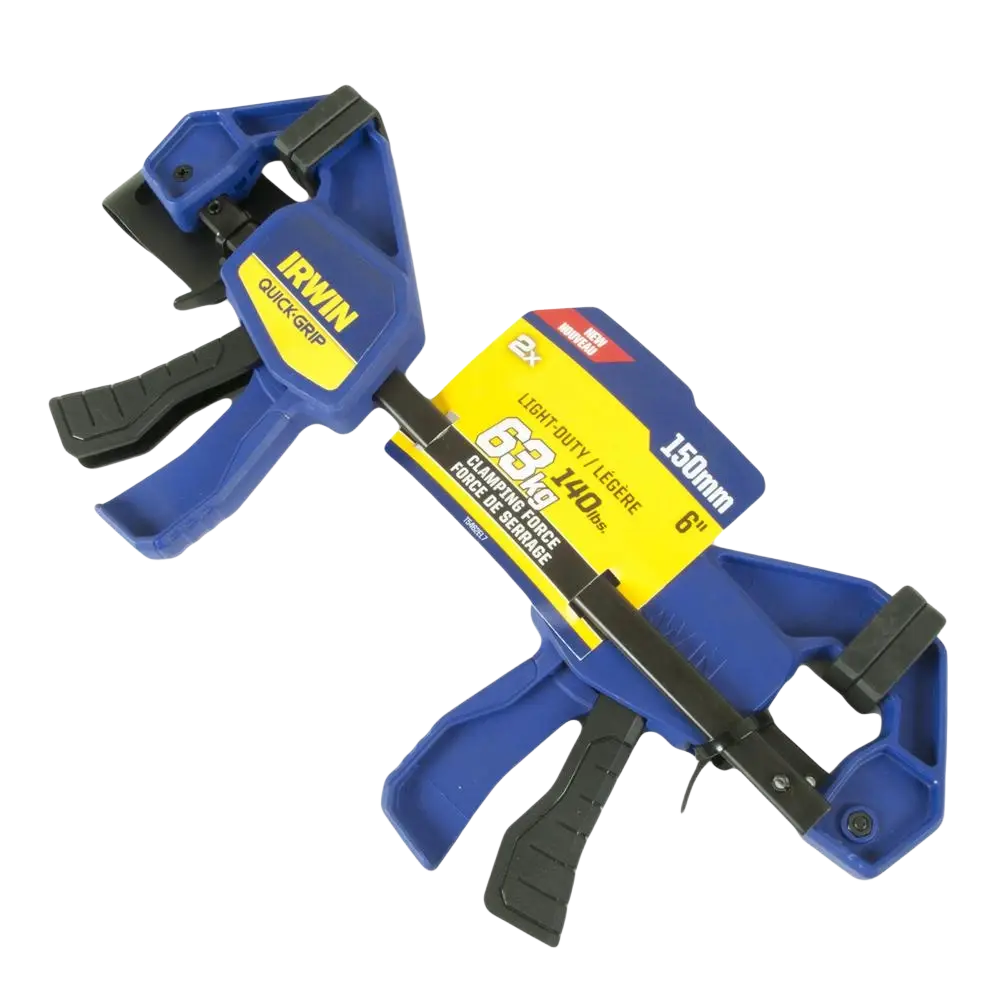Sinimusta irwin quick-grip light-duty puristin säädettävällä 6 tuuman leukavälillä 2 kappaleen pakkauksessa