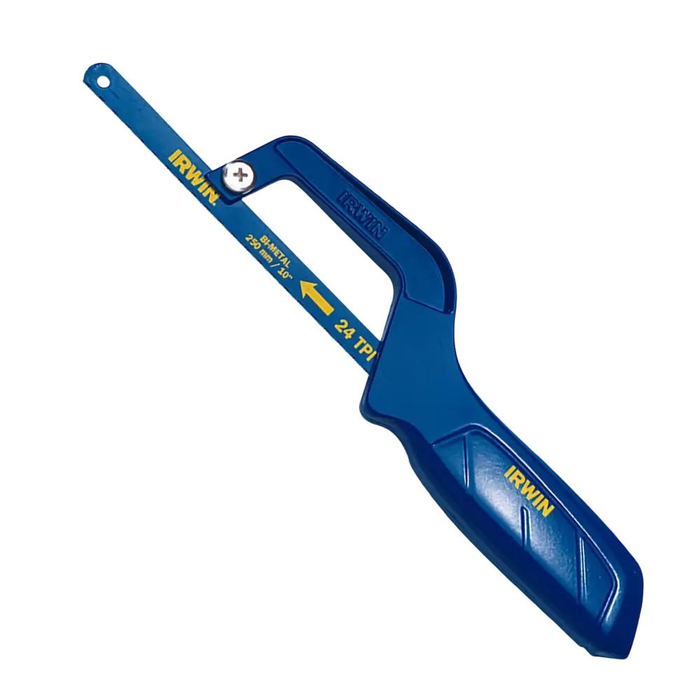 Irwin rautasaha mini 250 mm sinisellä muovikahvalla ja 24 tpi metalliterralla käsisahan