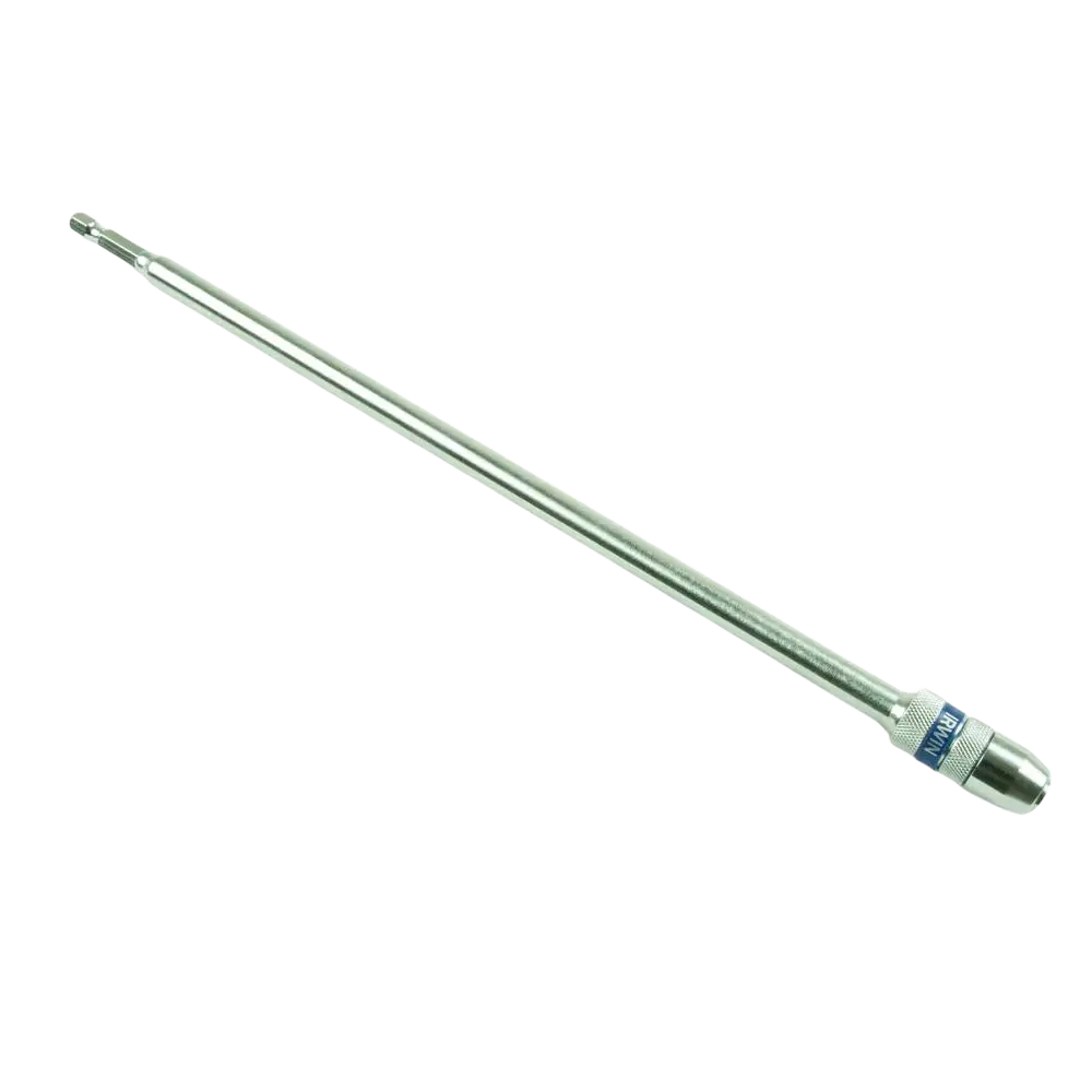 Silverinen metalli jatkovarsi irwin 300 mm 1/4 pallopitimellä varustettu 6-särmäinen leuka ja kierteitetty kiila