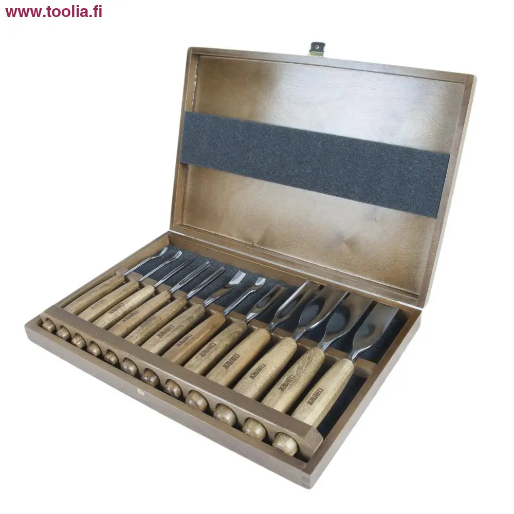 Kaiverrustalttasarja Narex Profi 12-os puulaatikossa||