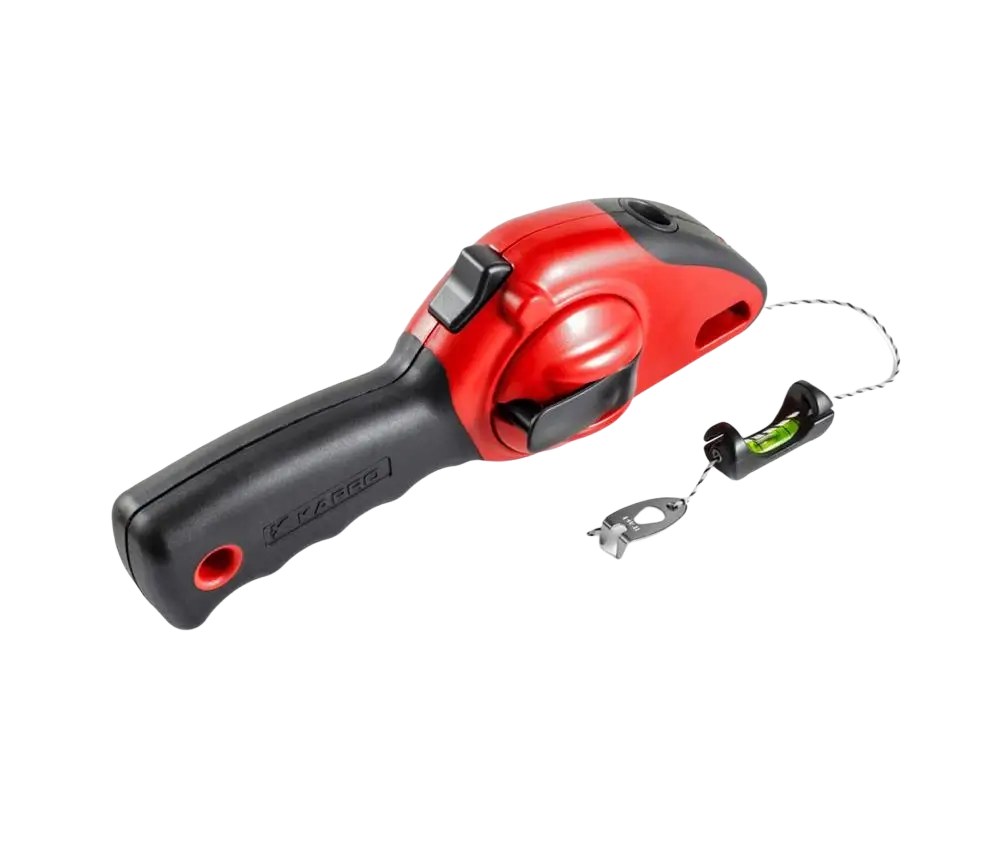 Kapro super grip värilankalaite 214 30m punamusta k-racer mittanauha linjavaakalla ketjulla kiinnitettynä