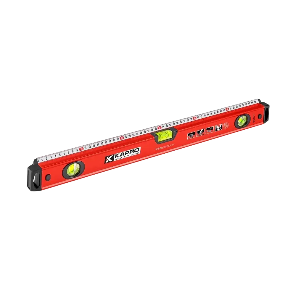 Kapro vesivaaka 770 exodus 60 cm punainen kapro 710-653.48 spirit level mustilla päätykapseleilla ja elinikäinen takuu libelleille