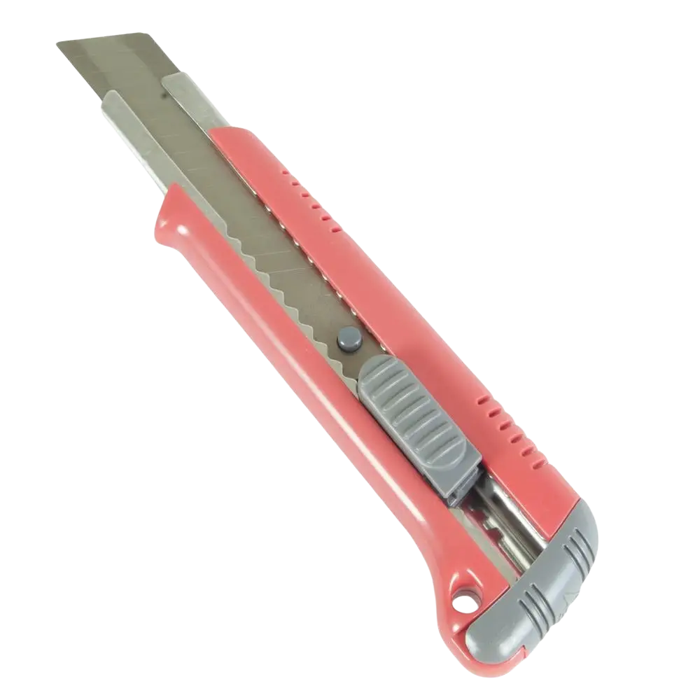 Katkoteräveitsi kds 18mm pinkki ja harmaa muovikahvalla ja metalliterällä tarkkaan leikkaamiseen