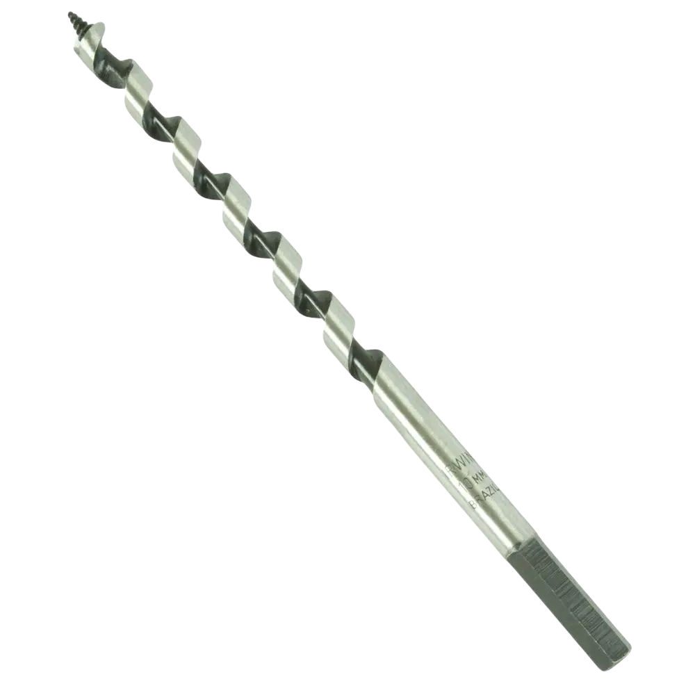 Hopeanvärinen irwin auger 10x191mm kuusikulmainen varsi ja kierrepintainen puuporanterä