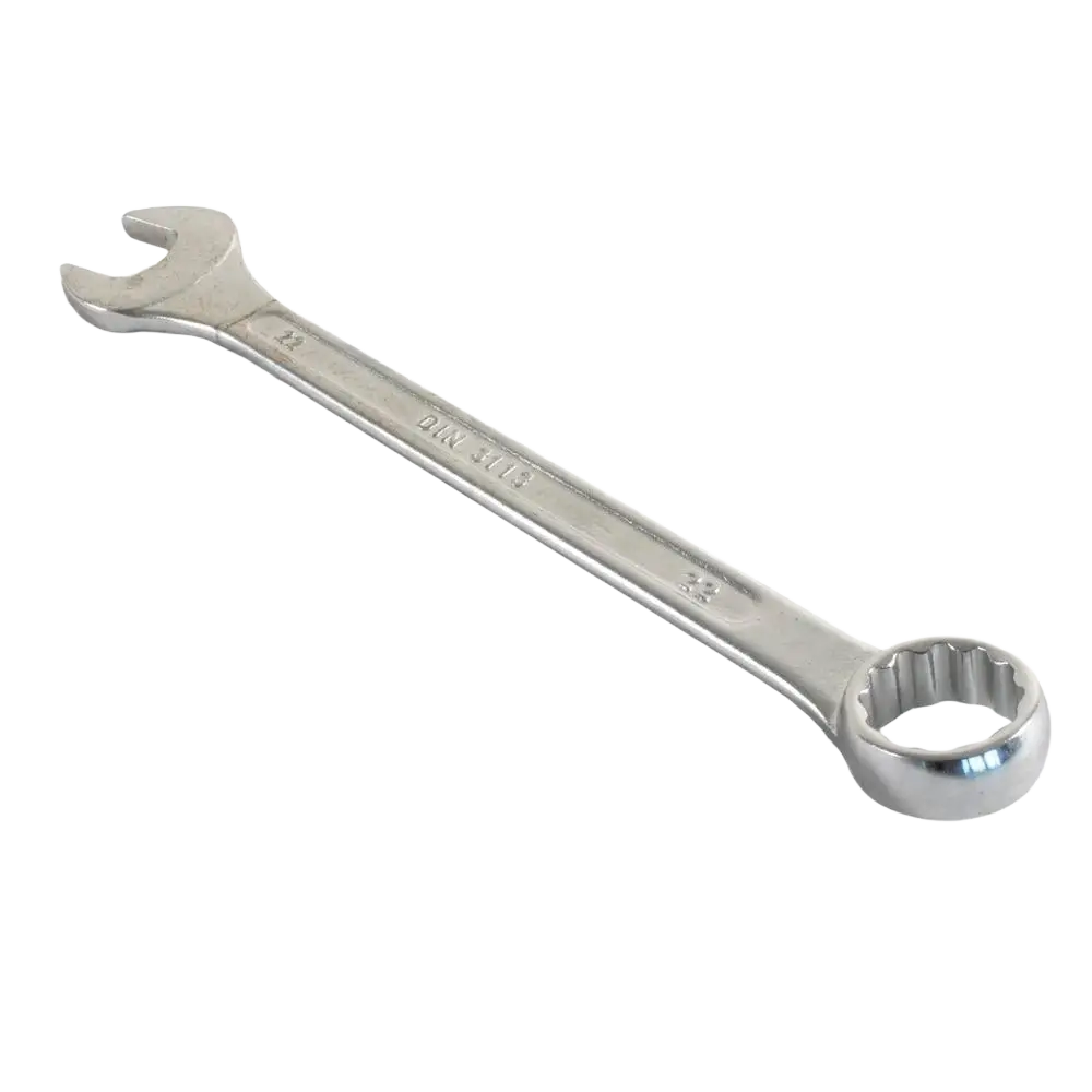 Kiintolenkki 22 mm cv din 3113 kestävästä materiaalista valmistettu kromattu yhdistelmäavain kaksipäinen designilla