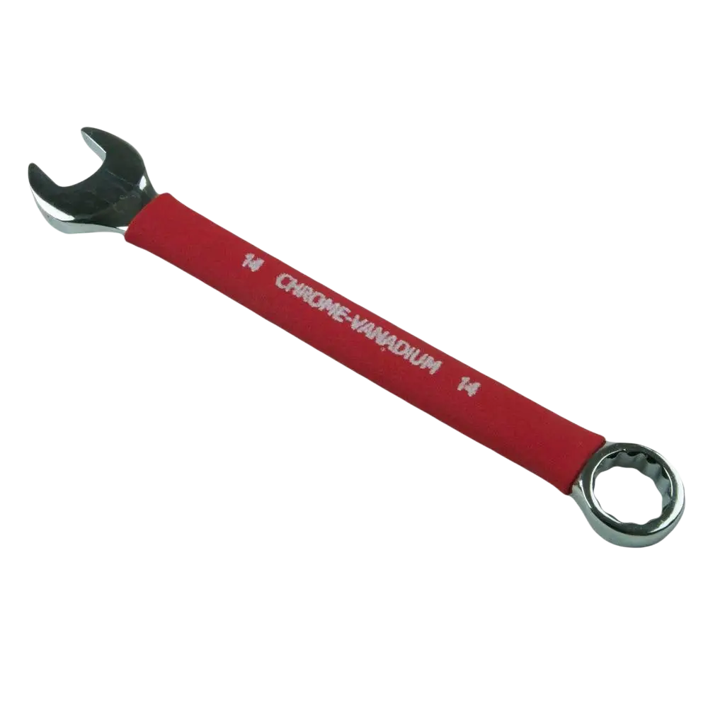 Kiintolenkki procat 14 mm kuminen pinnoite red-handled kromi-vanadiini yhdistelmäavain kiillotetulla pinnalla
