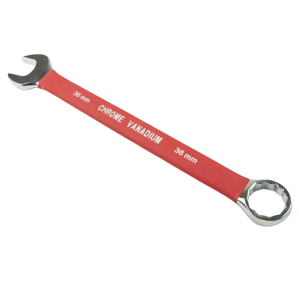 Kiintolenkki procat 36 mm kuminen pinnoite chrome vanadium yhdistelmäavain punaisilla kahvoilla ja kiiltävillä päillä