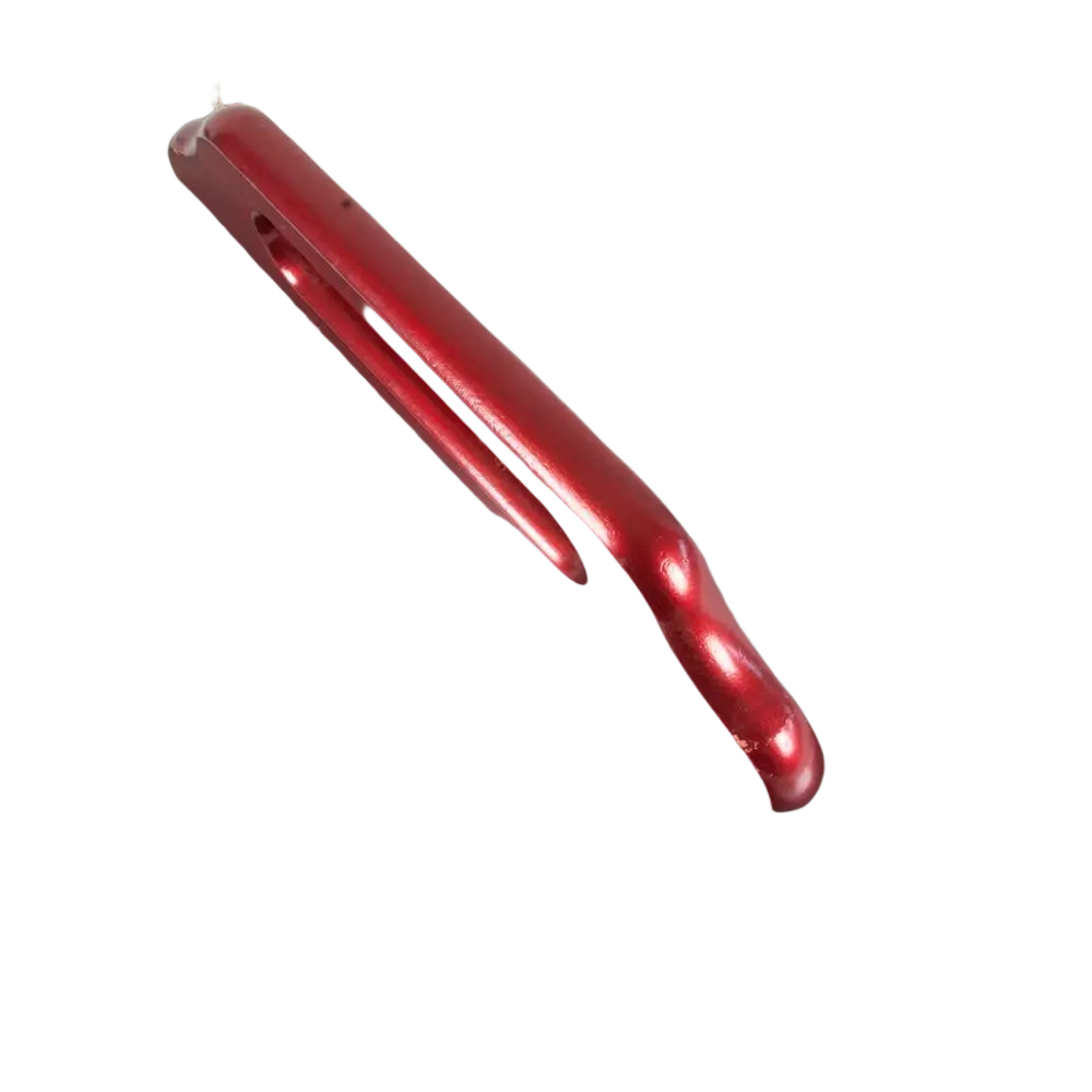 Red-handled schwan laastikampa with metallic gray serrated blade 9x6x6 suositeltu hammastus