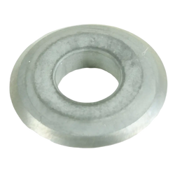Gray metallic washer with smooth slightly textured surface and concentric circular ridges for laattaleikkurin varaterä 15 mm