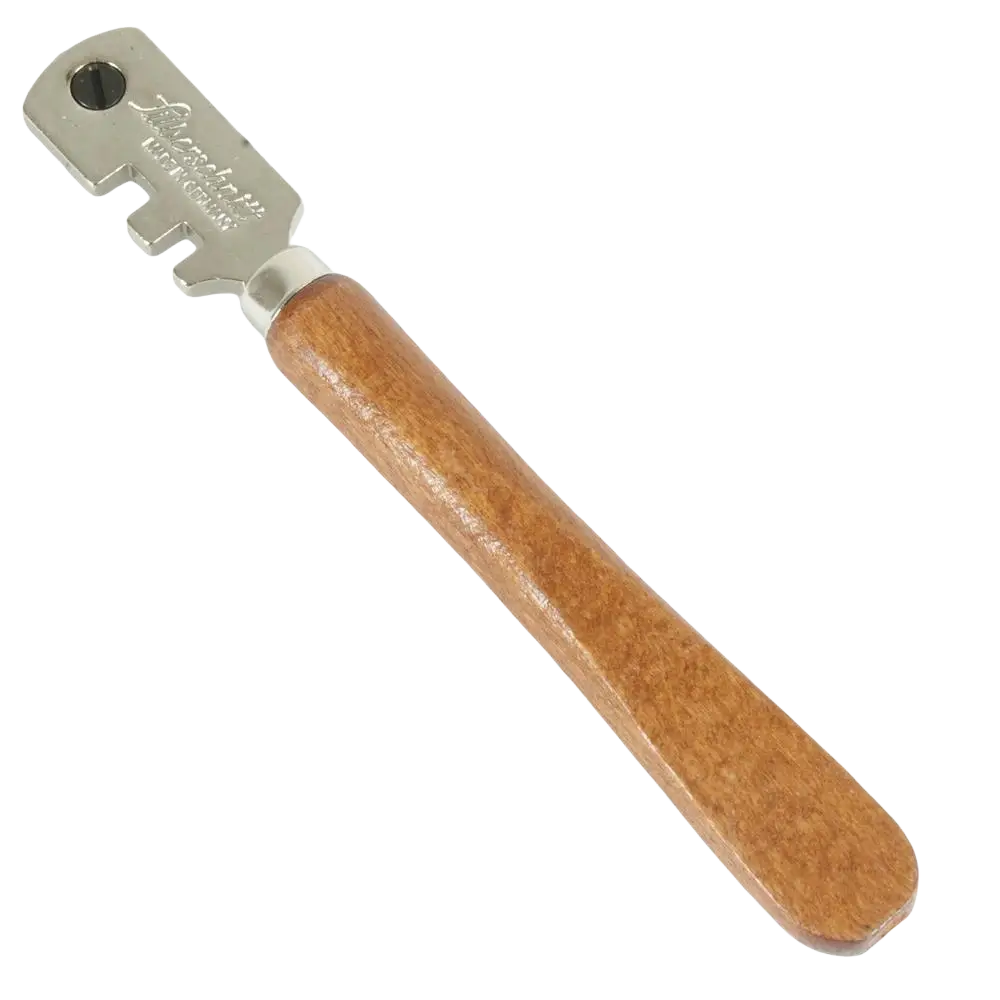 Lasiveitsi silberschnitt lasileikkuri kiillotetulla puisella kahvalla ja kaiverretulla metallipäällä saadaan halkaistua lasi