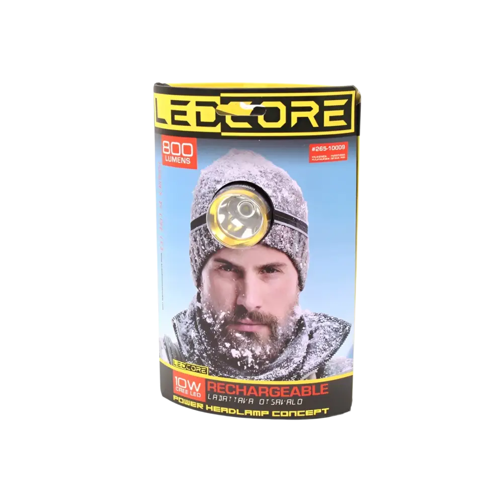 Ledcore 10w ladattava otsavalo 800 lumenia musta keltainen joustava hihna ladattava teho otsalamppu