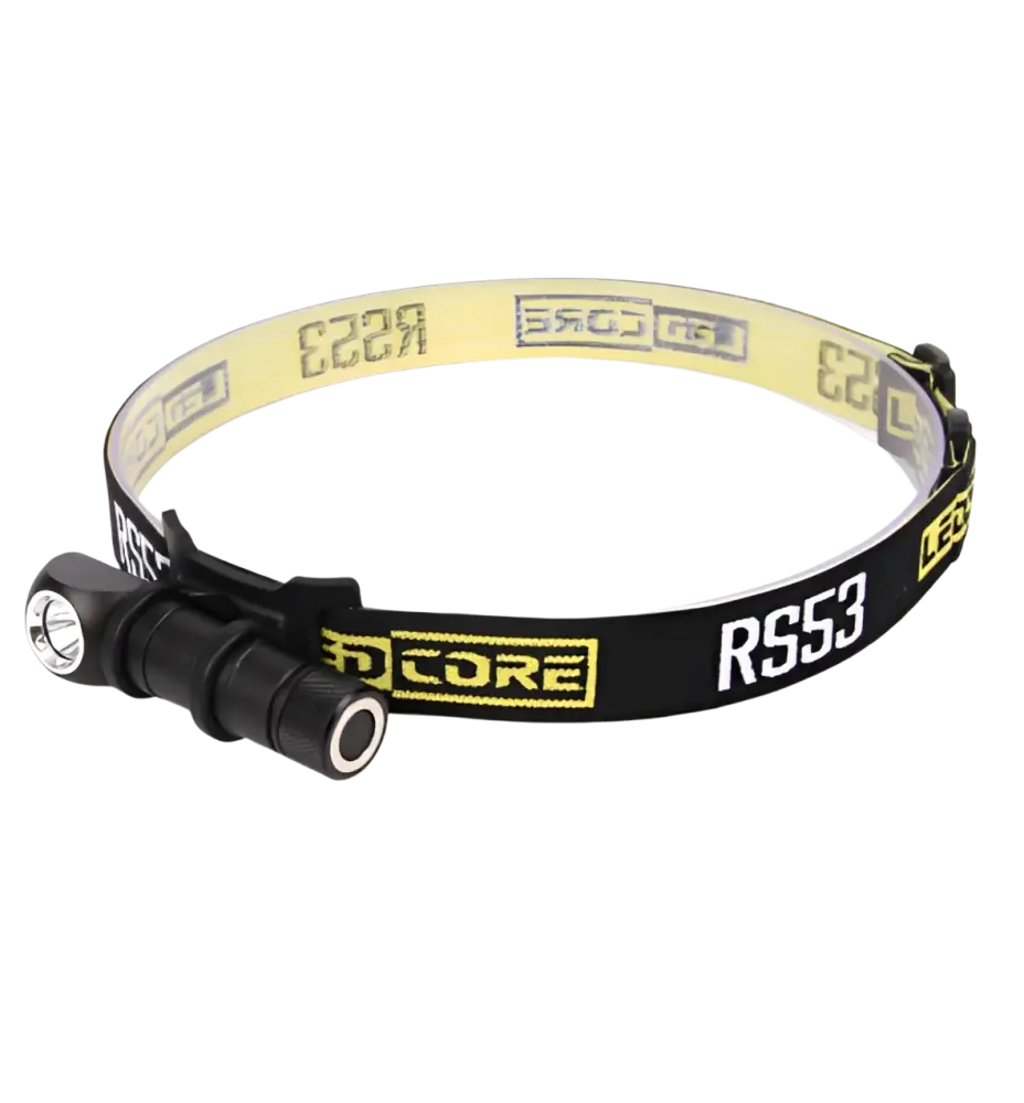 Ledcore rs53 5w paristokäyttöinen otsavalo mustakeltaisena joustavalla säädettävällä hihnalla