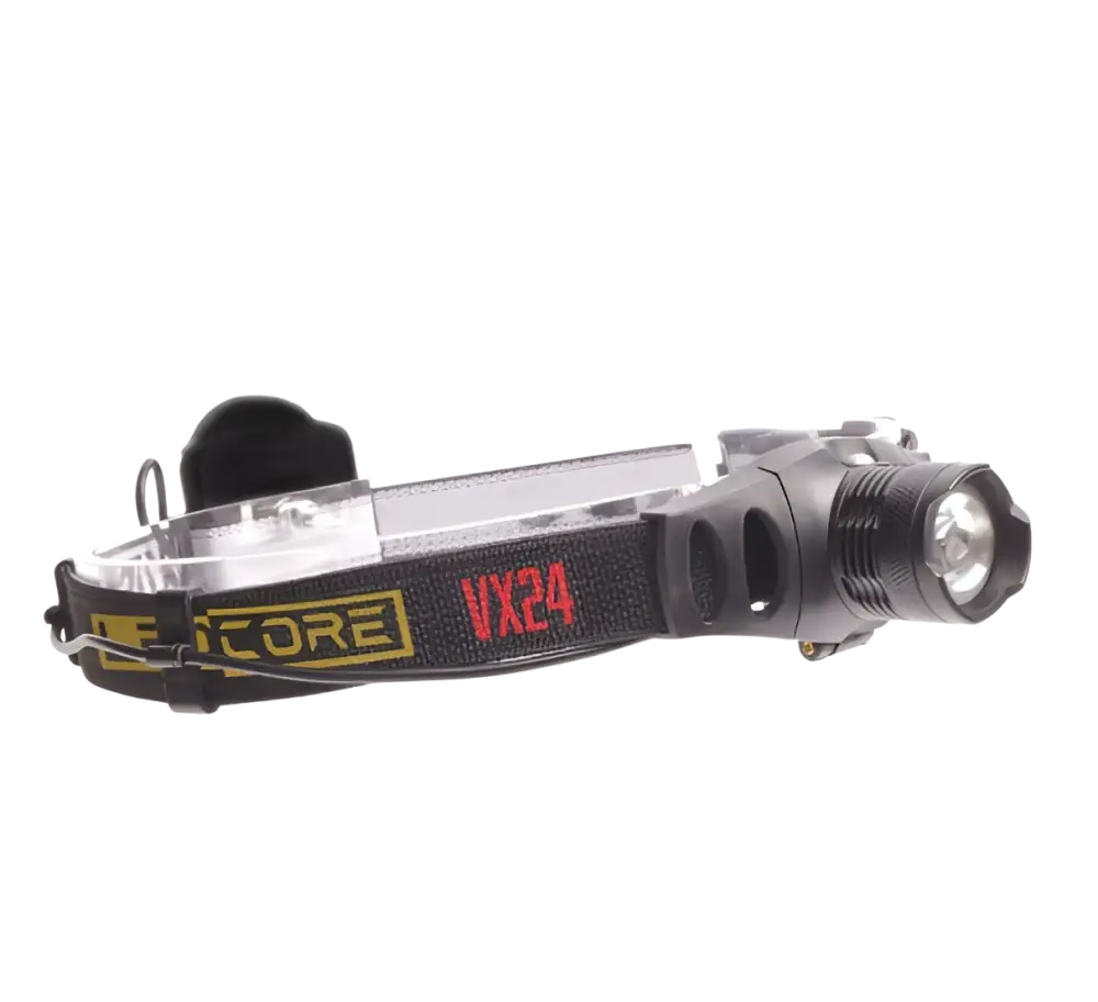 Ledcore vx24 ladattava otsavalo musta ja hopea led valokeilan kantama säädettävällä hihnalla