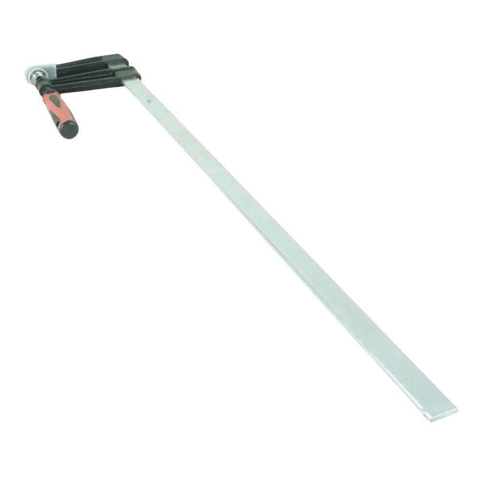 Liimauspuristin procat 120x800mm pitkä hopeanvärinen metallipuristin musta ja punainen ergonominen kahva