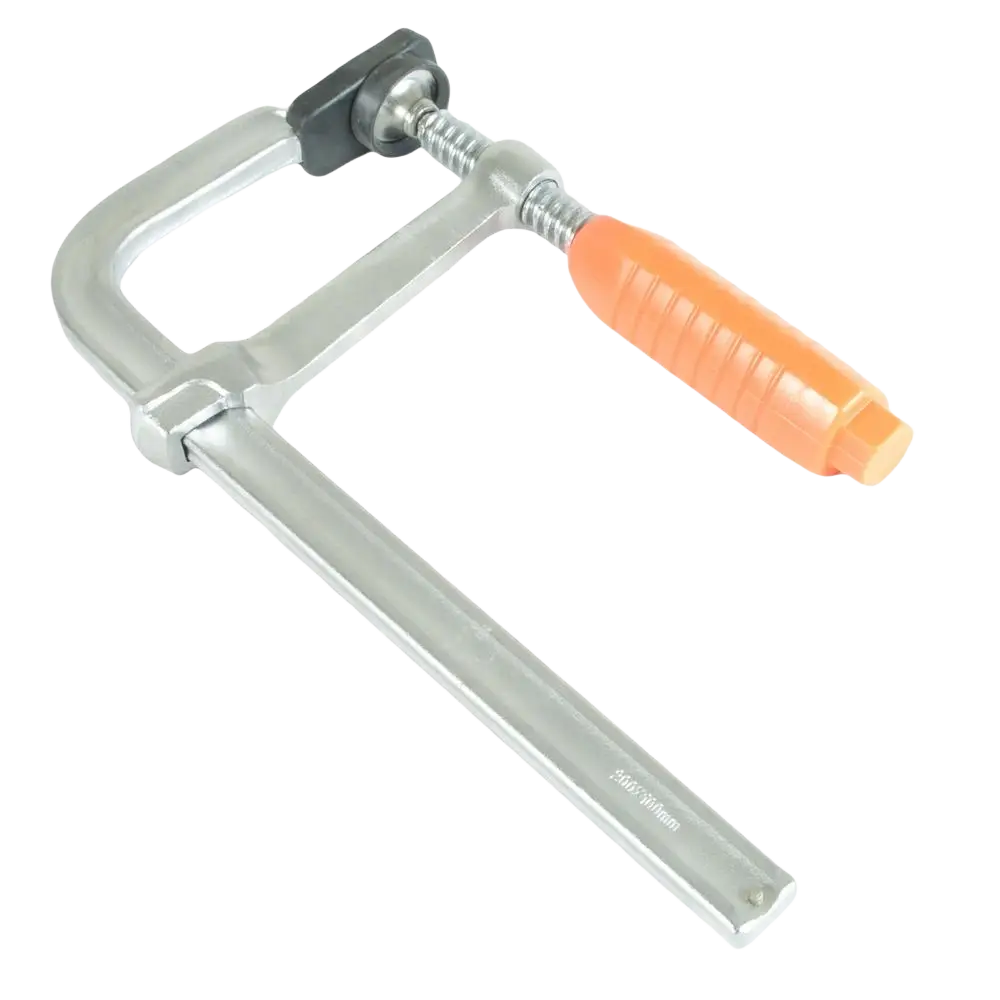 Silver metal procat pro liimauspuristin 100x200mm with orange textured grip handle and black adjustment knob