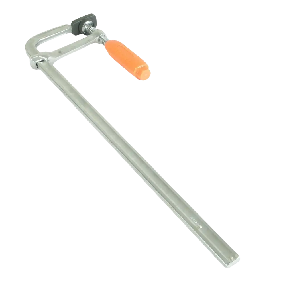 Liimauspuristin procat pro 100 x 450 mm hopea metallipora oranssilla ergonomisella kahvalla ja mustalla säätönupilla taotusta teräksestä