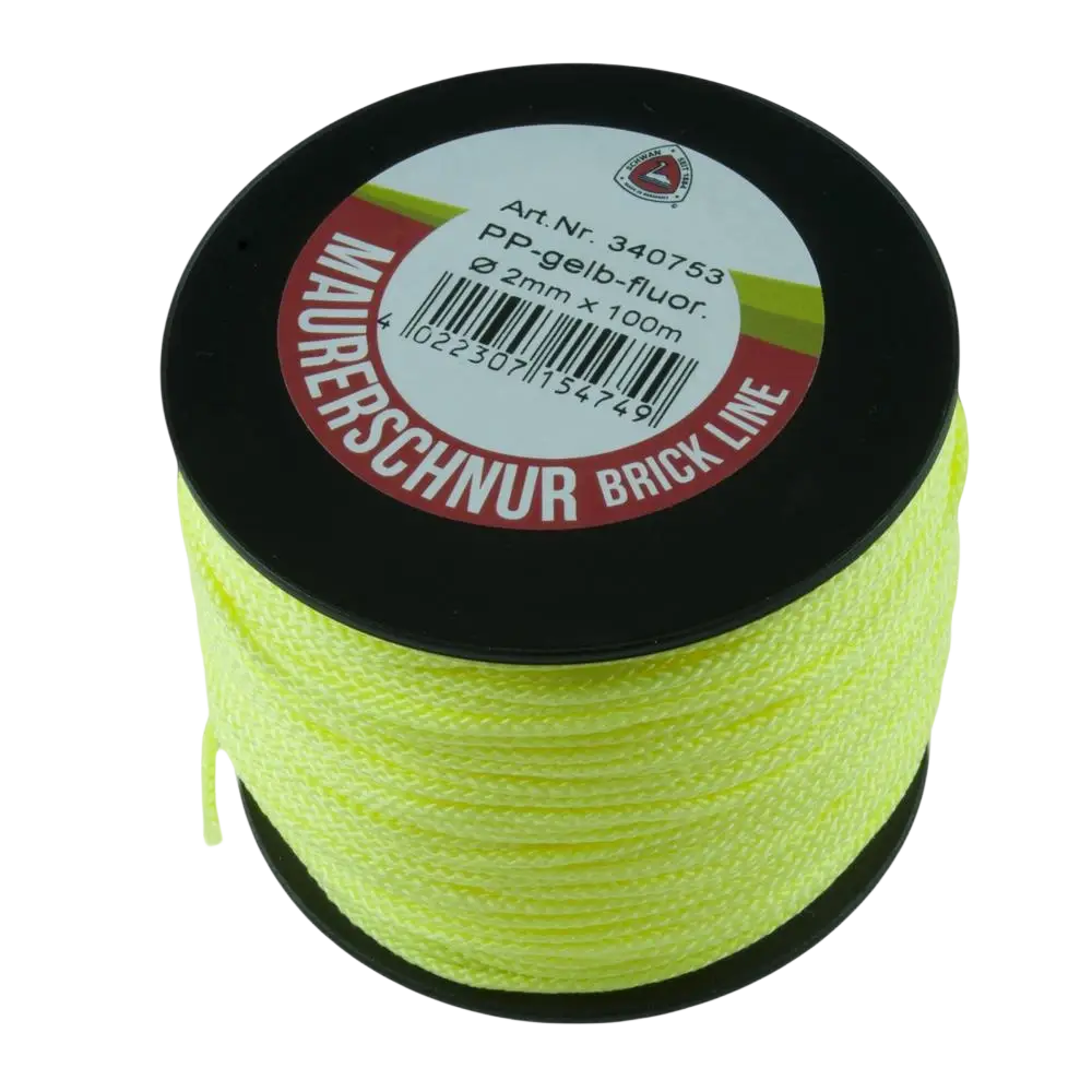 Linjanaru schwan 2 mm x 100 m kirkkaan keltainen fluoresoiva pp-lanka kierretty mustalle kelalle